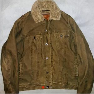 American Eagle olive/brown corduroy sherpa jacket size men's large